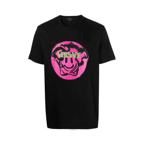 VERSACE/范思哲 男士黑色棉質(zhì)印花圓領(lǐng)短袖上衣T恤 1002464-1A01797-2B110