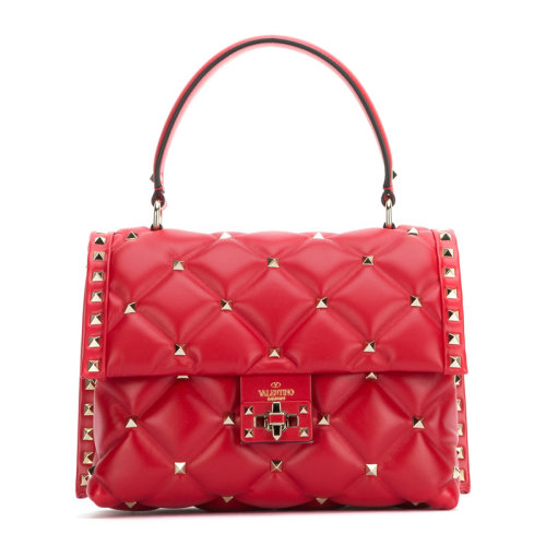 Valentino/華倫天奴女士皮革鉚釘裝飾金屬紐扣手提包單肩包斜挎包女包 SW2B0B55-NAP多色可選