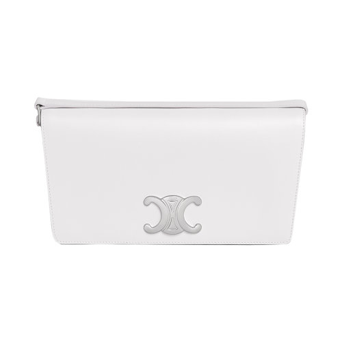 CELINE/賽琳 22新款 女士白色小牛皮金色飾面梯形按扣開合手提肩背包199283BF4.01SI