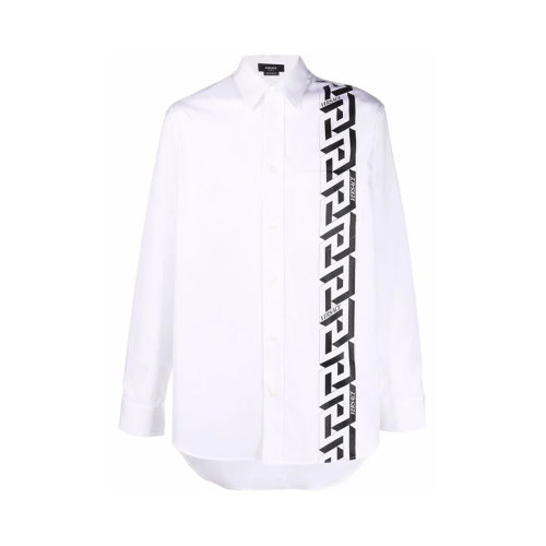 VERSACE/范思哲 男士白色棉質(zhì)希臘印花長袖上衣襯衣襯衫 10039211-A028101-W000