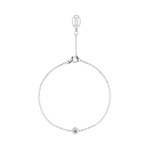 CARTIER/卡地亞 Diamants Légers系列 簡約優(yōu)雅18k金白金鑲鉆手鏈 B6063117