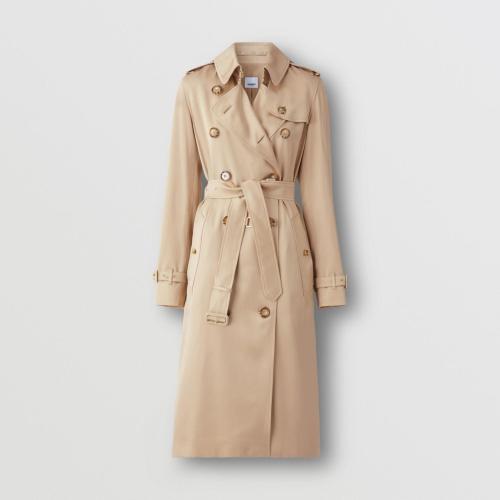  BURBERRY 22年秋冬 女士 肯辛頓版型絲質(zhì) Trench 風(fēng)衣 80552891