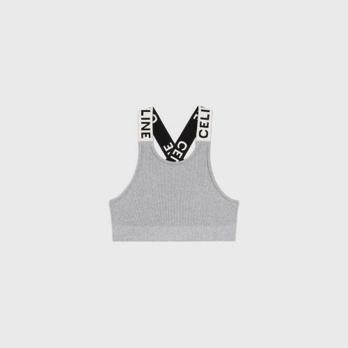 CELINE賽琳思琳 22年秋冬 女士 背心 運動風格棉質(zhì)針織背面交叉運動內(nèi)衣 2A25Z372N.10GO
