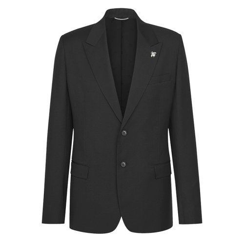 DIOR/迪奧  20春夏新款男士黑色羊毛銀色蜜蜂扣眼徽章夾克 013C213A3226_C900