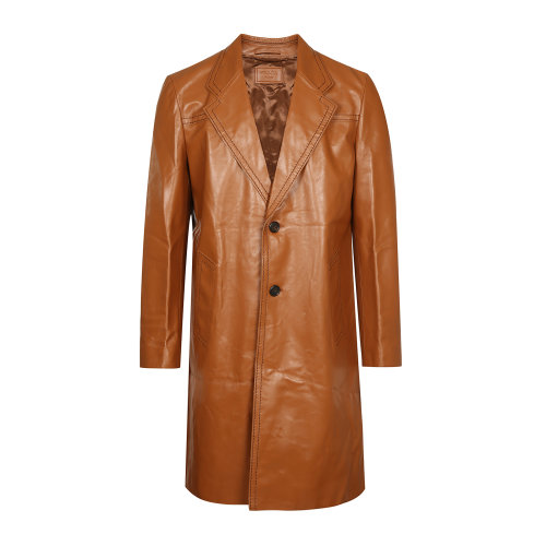 PRADA/普拉達(dá) 男士皮衣 純牛皮棕色男士長款皮衣
