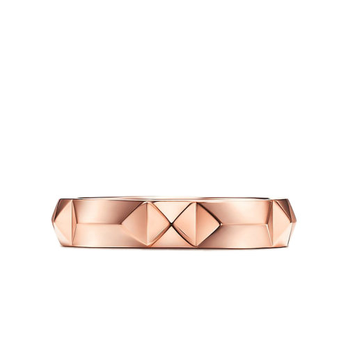 Tiffany & Co./蒂芙尼 True系列 18K金玫瑰金斜邊設(shè)計4mm寬簡約戒指婚戒GRP11961