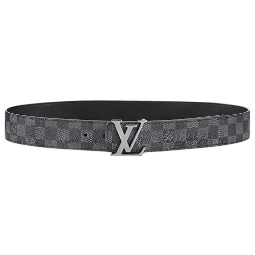 Louis Vuitton/路易威登 男士黑色小牛皮和帆布銀扣雙面腰帶40毫米M0213U