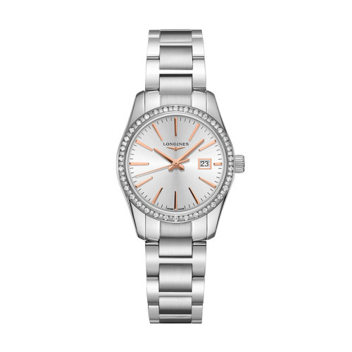 LONGINES/浪琴 康鉑系列精鋼石英機芯女士鑲鉆腕表29.50毫米L2.286.0.72.6