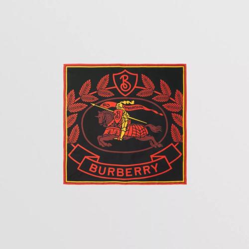  BURBERRY 22年秋冬 女士 馬術(shù)騎士印花桑蠶絲方巾 80611401