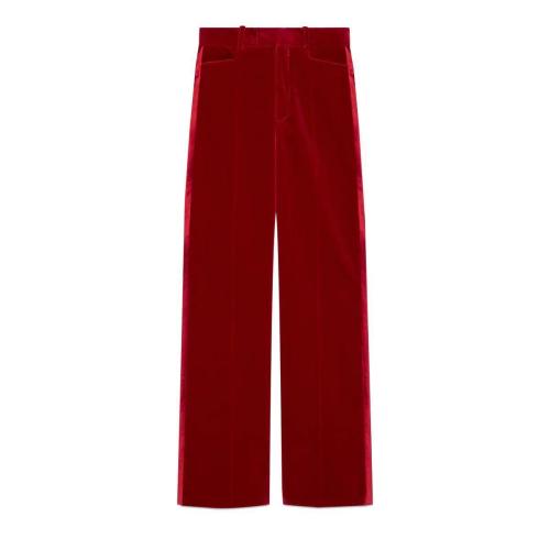  GUCCI古馳 22年秋冬 女士 彈力天鵝絨喇叭褲 675762 ZAH1H 6487