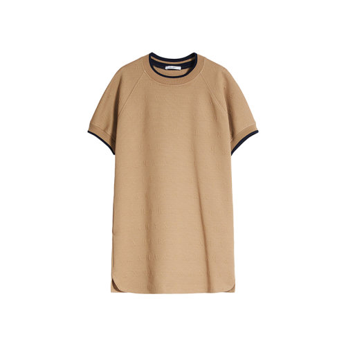 MaxMara/麥絲瑪拉 22年早春新款 ONORATA系列 女士卡其色棉質(zhì)混紡寬松版T恤連衣裙1621012106003