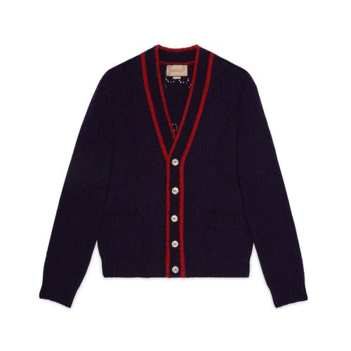  GUCCI古馳 22年秋冬 男士 GG鏤空羊毛開衫 694833 XKCDB 4754