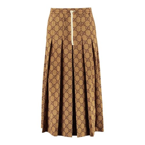 GUCCI/古馳 20年秋冬 GG平紋針織半身裙 女性 logo 棕色 女士半身裙 526514X7C31_2035