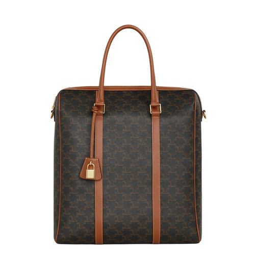 CELINE/賽琳 經(jīng)典款BOSTON系列 男士凱旋帆布棕色小牛皮垂直波士頓公文包手提包194822BZJ.04LU