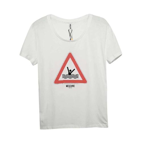 MOSCHINO/莫斯奇諾 女士白色純棉圓領(lǐng)短袖T恤