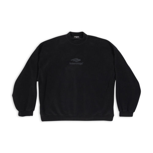 Balenciaga/巴黎世家 22年秋冬新款 女士黑色滌綸飾有同色刺繡LOGO圖案圓領(lǐng)運(yùn)動(dòng)衫697975TMVA71069