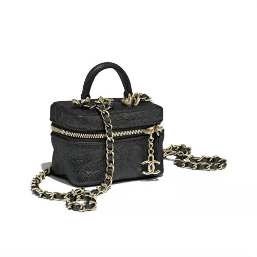 CHANEL/香奈兒 盒子包 荔枝皮 黑色金扣 單肩斜挎手提包 小號(hào) 女包 AP2194 B05722 94305