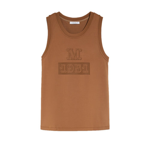 MaxMara/麥絲瑪拉 22年秋冬新款 OPERA系列 女士棕色針織印花無袖運(yùn)動(dòng)背心1946052906003