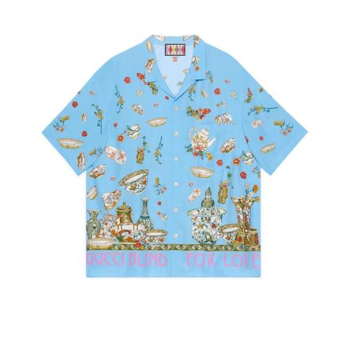  GUCCI古馳 22年秋冬 男士 Gucci Lovelight系列粘膠纖維保齡球衫 708376 ZAKFE 4020