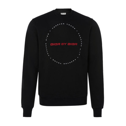 DIOR/迪奧  男士時(shí)尚黑色棉質(zhì)圓領(lǐng)字母印花套頭長(zhǎng)袖T恤衛(wèi)衣