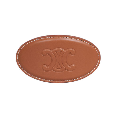 CELINE/賽琳 23新款 TRIOMPHE系列 女士黃褐色光滑小牛皮頭帶發(fā)卡460CX3SCF.04GT