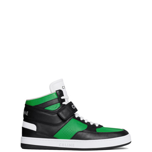 CELINE/賽琳 22年春夏新款 CT-03系列 男士綠色/黑色/白色牛皮革飾固定帶高幫運(yùn)動(dòng)鞋346413338C.30AB