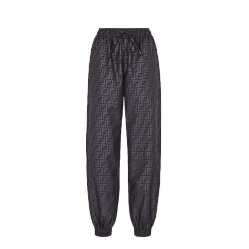 FENDI/芬迪 女褲 經(jīng)典雙F 女士黑色抽繩時(shí)尚休閑褲 FAB226AERTF0GME