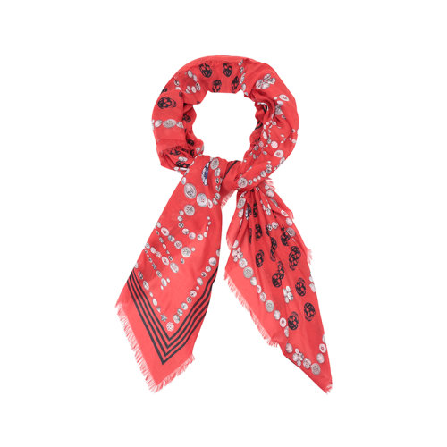 Alexander McQueen/亞歷山大麥昆  女士莫代爾纖維Jewelled Button圍巾 646452 3418Q