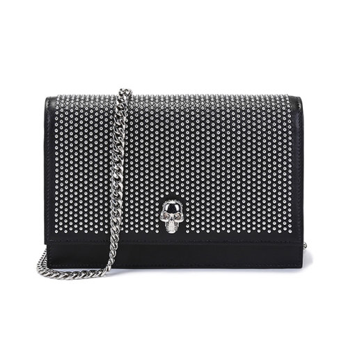 Alexander McQueen/亞歷山大麥昆 女士皮革鉚釘裝飾單肩斜挎包手拿包 613088 1HUMI