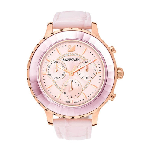 Swarovski/施華洛世奇 OCTEA LUX CHRONO 女士粉紅色皮革表帶手表腕表女表 5452501