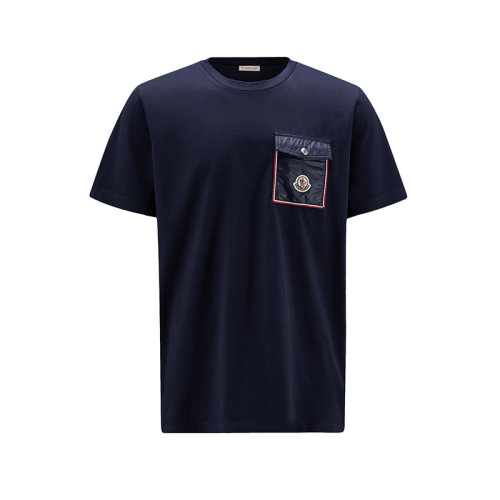 Moncler/蒙克萊 22年秋冬新款 男士午夜藍色純棉飾口袋短袖T恤H10918C000488390Y778