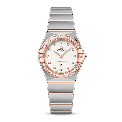 OMEGA/歐米茄 星座系列 精鋼 18K金 外圈鑲鉆 鉆石刻度 石英機(jī)芯 女士腕表 131.25.25.60.52.001