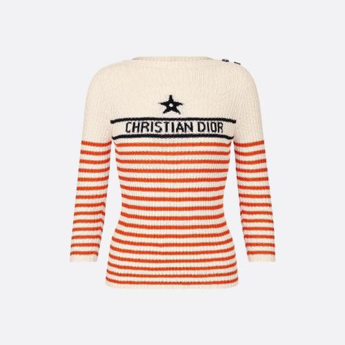  DIOR迪奧 22年秋冬 女士 針織衫 Pull a manches trois-quarts CANNES Dioriviera 244S97CA730