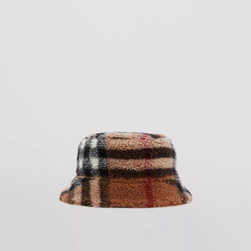  BURBERRY 22年秋冬 男士 雙面兩用格紋絨頭漁夫帽 80609801