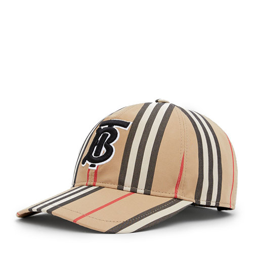 BURBERRY/博柏利 專屬標(biāo)識圖案標(biāo)志性條紋棉質(zhì)棒球帽80269241