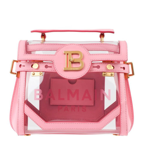 BALMAIN/巴爾曼 B-Buzz系列23女士粉色PVC配皮經(jīng)典字母徽標(biāo)印花裝飾單肩包斜挎包手提包女包 VN1S555KPVT-GEB