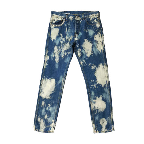 GUCCI 古馳 男士藍色水洗磨白牛仔褲 柳釘裝飾