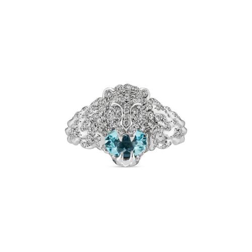  GUCCI古馳 22年秋冬 女士 飾鉆石獅頭18k金戒指 627658 J8L50 8076