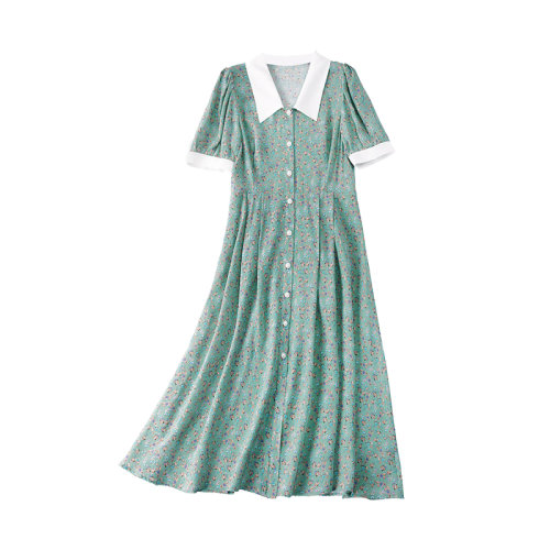 GeleiStory/GeleiStory  春夏新款氣質(zhì)收腰顯瘦桑蠶絲襯衫裙子真絲連衣裙  女裝＞女士裙裝＞女士連衣裙