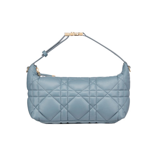 Dior 迪奧 22新款 TRAVEL系列 女士中號藍色小牛皮Macrocannage縫線絎縫金色飾面拉鏈開合CD扣調(diào)節(jié)提手拆卸調(diào)節(jié)肩帶手提包S5554OMIG_M09Z