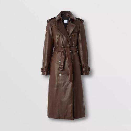  BURBERRY 22年秋冬 女士 滑鐵盧版型浸染羔羊皮長款 Trench 風(fēng)衣 80559821