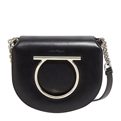 Salvatore Ferragamo/菲拉格慕 女士黑色牛皮單肩斜挎包女包 21-G998-691246