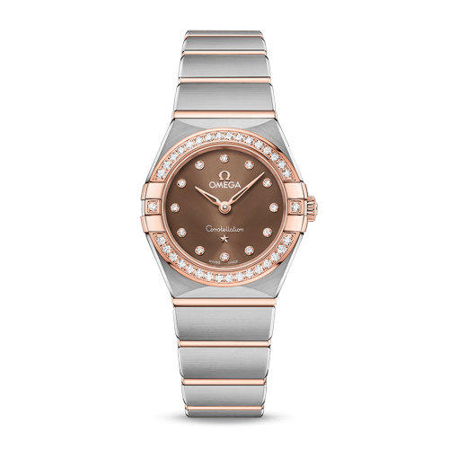 OMEGA/歐米茄 星座系列 精鋼 18K金 外圈鑲鉆 鉆石刻度 石英機(jī)芯 女士腕表 131.25.25.60.63.001