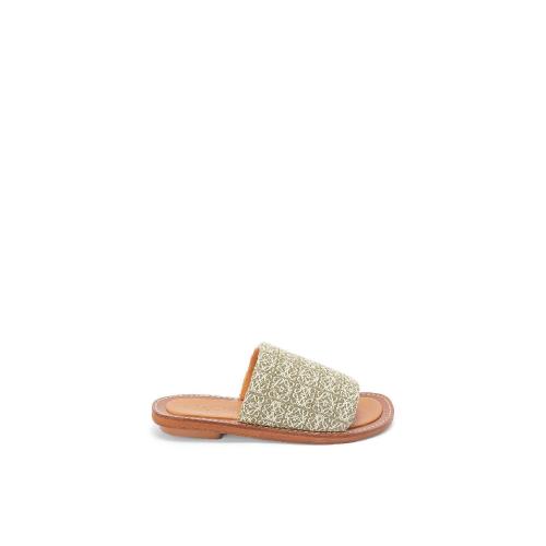  LOEWE羅意威 22年秋冬 女士 拖鞋 Slide in Anagram jacquard and calfskin L815465X38-4364