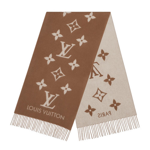 Louis Vuitton/路易威登新款 REYKJAVIK系列 女士沙色羊絨老花圍巾M76067