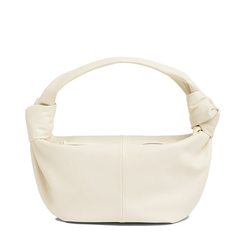 Bottega Veneta/葆蝶家 22春夏新款TEEN DOUBLE KNOT系列 女士白色小牛皮系結(jié)單肩手提包690223V1BW09009