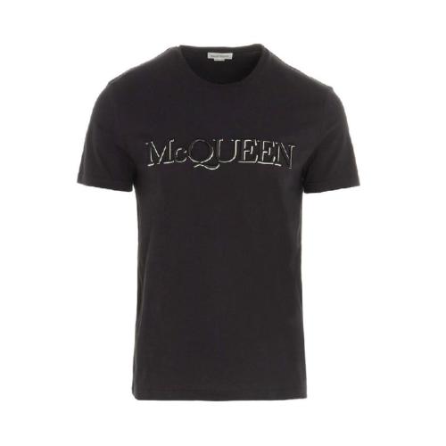 Alexander McQueen/亞歷山大麥昆 男士黑色棉質(zhì)短袖T恤 649876-QRZ56-0901