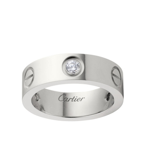 CARTIER/卡地亞 經(jīng)典款LOVE 18K金白金鉆石戒指 鑲嵌3顆鉆石 B4032500