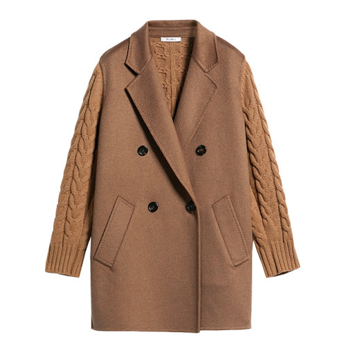 MaxMara/麥絲瑪拉 22年秋冬新款 SATRAPO系列 女士駝色羊絨羊毛短款雙排扣夾克1316022906003