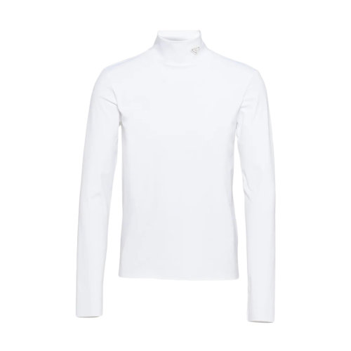 PRADA/普拉達(dá) 22年早春新款 男士白色平紋針織高圓領(lǐng)修身版型毛衣UJL188_1ZKS_F0009_S_211